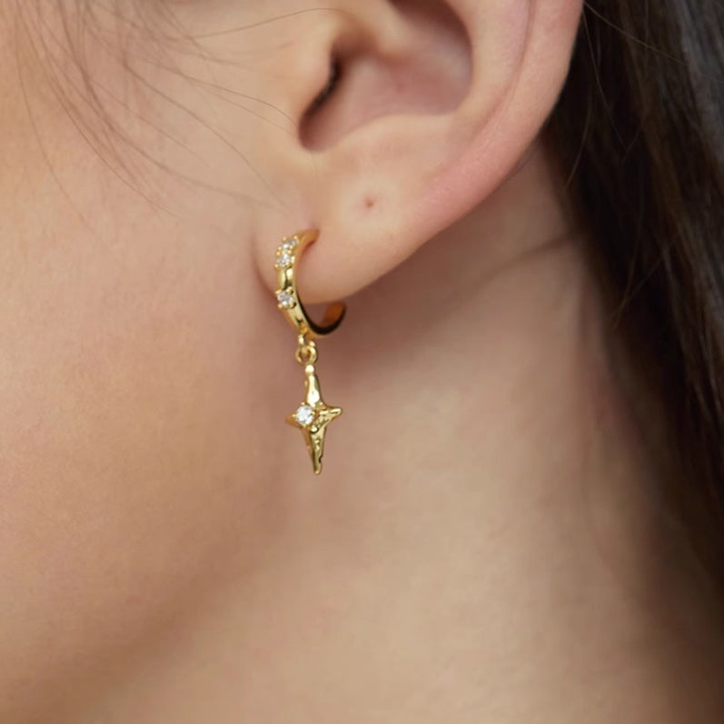 ☆「order」square star zircon hoop pierce p437 – uluu