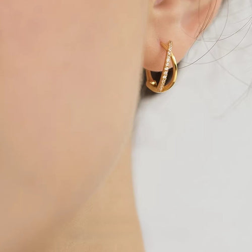 ☆「order」cross zircon hoop pierce p490 – uluu - jewelry