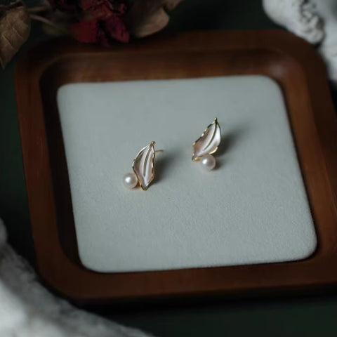 ☆「order」14kgf oil painting leaf pearl pierce p468 – uluu