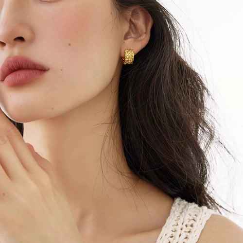 ☆「order」pleated foil texture hoop pierce p482 – uluu - jewelry