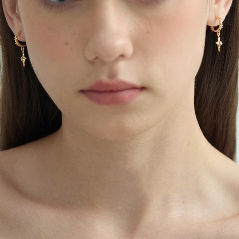 ☆「order」square star zircon hoop pierce p437 – uluu