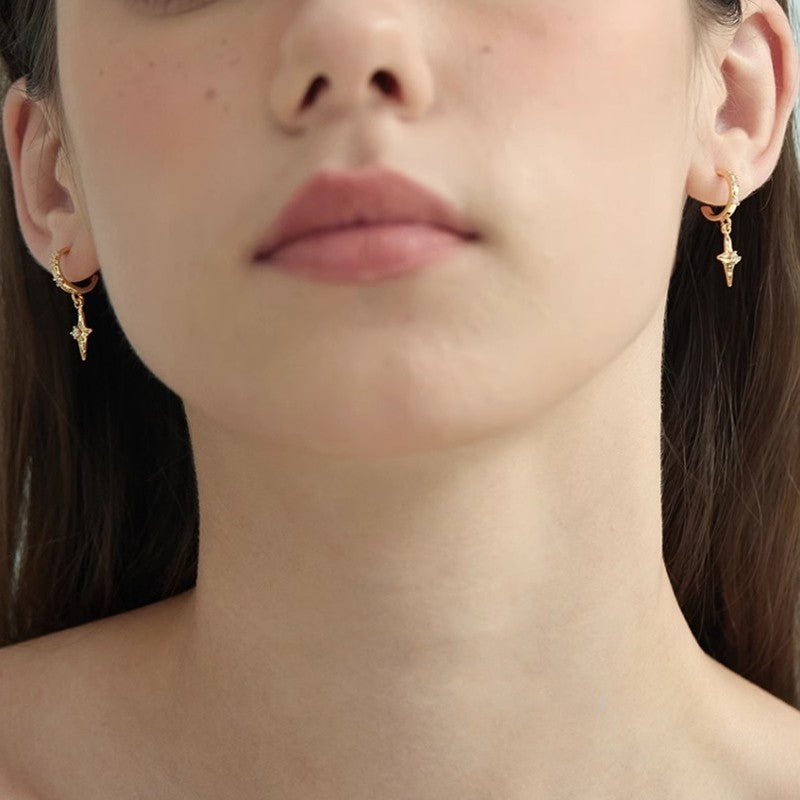 order」square star zircon hoop pierce p437 – uluu - jewelry