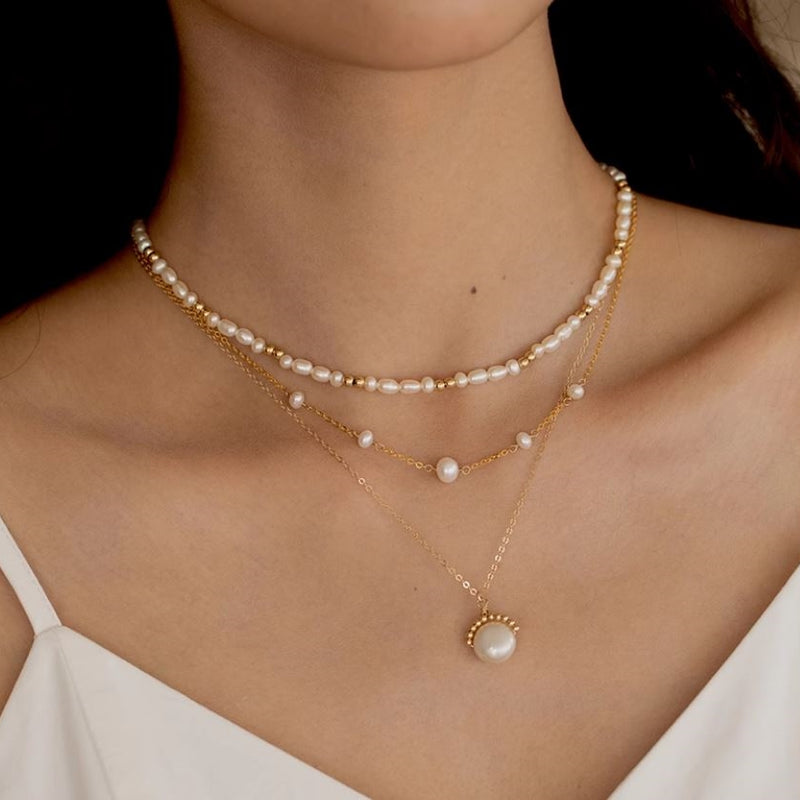 14kgf⌘mini pearl×baroque pearl necklace