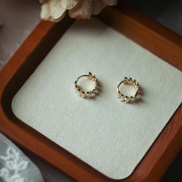 little pearl leaf hoop pierce p383 – uluu - jewelry