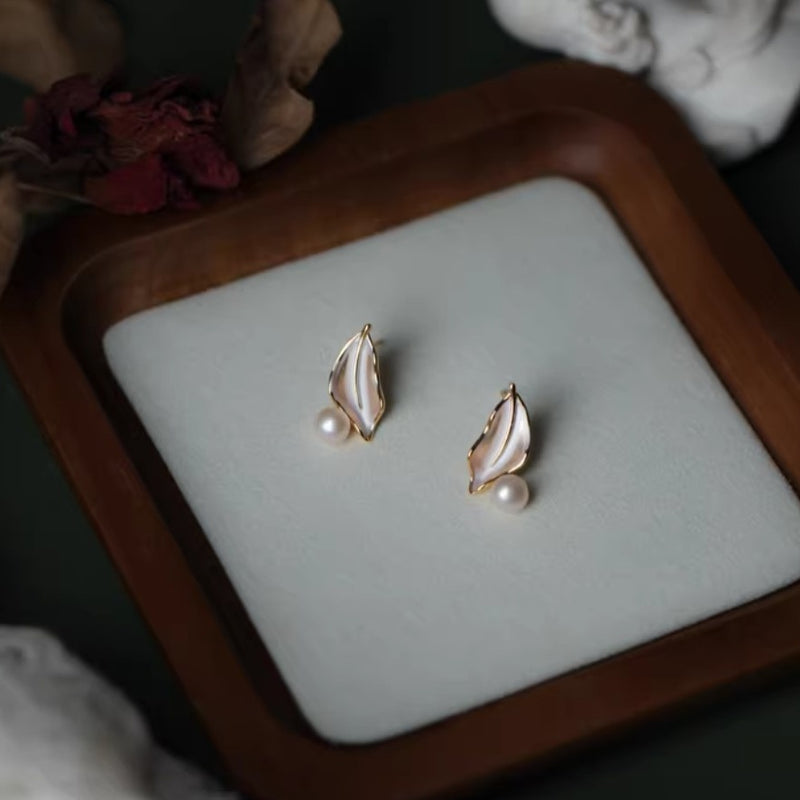 ☆「order」14kgf oil painting leaf pearl pierce p468 – uluu