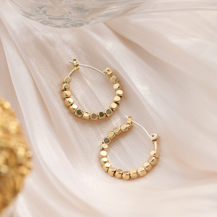order」*square beads hoop pierce gold p043 – uluu - jewelry